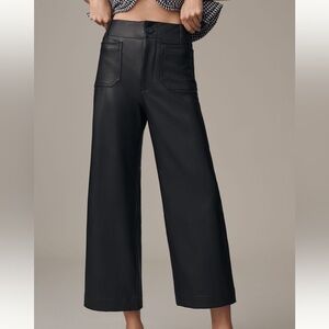 Maeve Colette Black Wide-Leg Faux Leather Pants